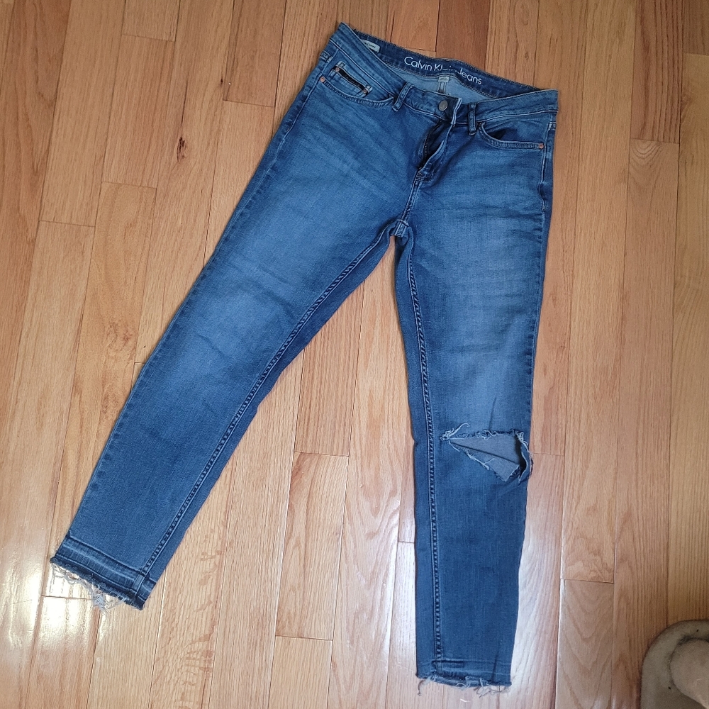 Calvin Klein Jeans Women's Distressed Blue Ankle Jeans